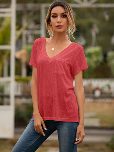 Blusa Casual Holgada con Escote en V y Bolsillos - Image 55