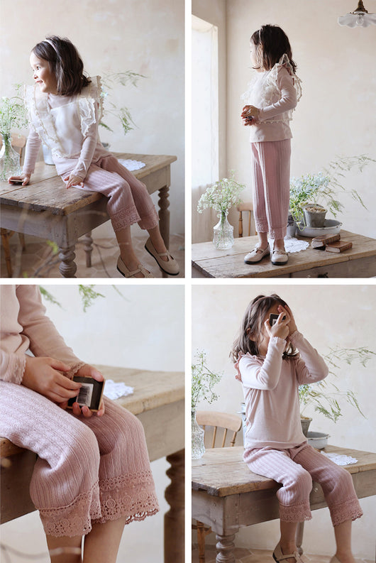 Pantalones Rectos de Punto Suave con Detalle de Encaje - Image 28