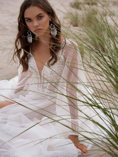 Vestido de Novia Mesh Elegante con Corte Dividido - Diseño Moderno y Sofisticado - Image 18