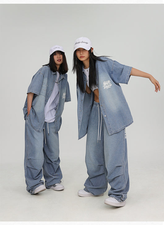 Conjunto Hip Hop Urbano: Camisa y Pantalón Denim Estilo Callejero - Image 21