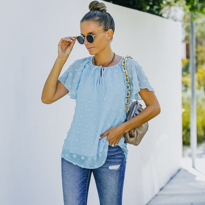 Blusa de Lunares en Gasa Manga Corta para Mujer - Image 26