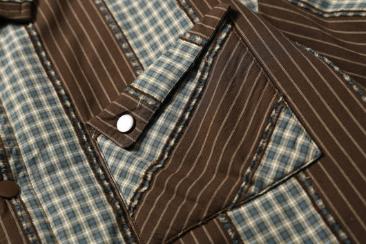 Camisa Acolchada de Algodón a Rayas con Detalles Desgastados - Image 12