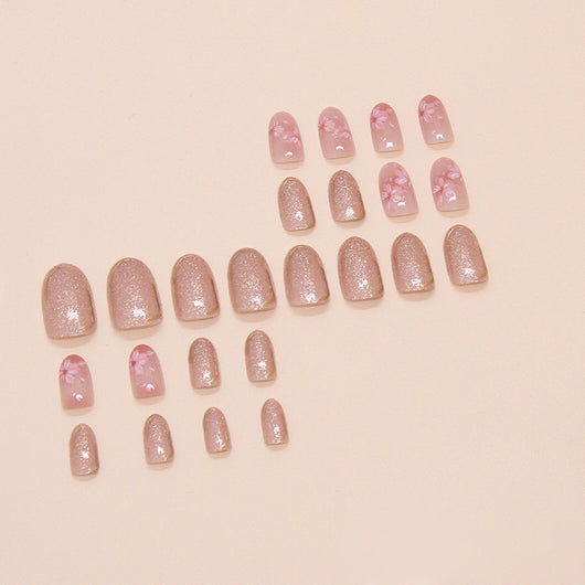Esmalte de Uñas Ovaladas Cortas con Diseño Floral - Image 12