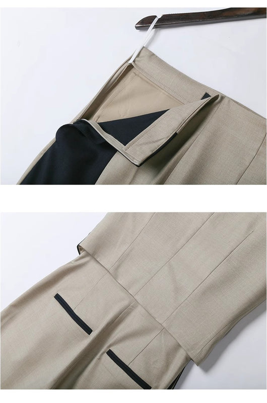 Jumpsuit Ejecutivo sin Mangas con Combinación de Colores - Image 10