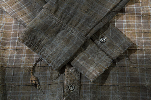 Camisa Plaid Degradado con Bordes Deshilachados - Image 12