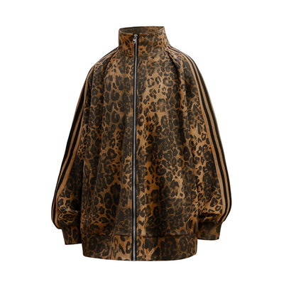 Chaqueta Retro Leopardo con Cuello Alzado y Cierre - Image 13