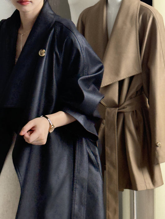 Chaqueta Cortavientos Suelta con Solapa Ancha para Mujer - Colección Otoño - Image 36