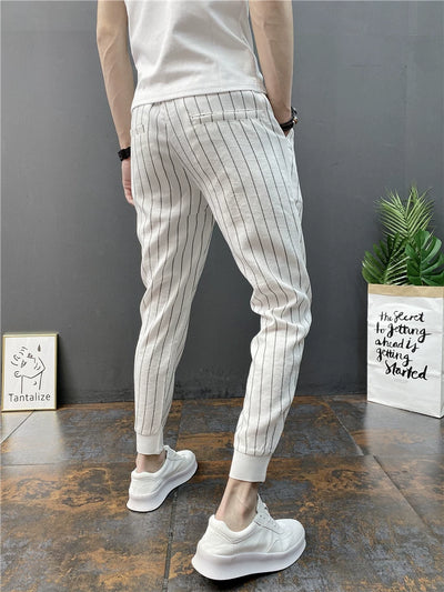 Pantalones Casuales Slim Fit Hombre con Rayas Verticales para Primavera y Verano - Image 25