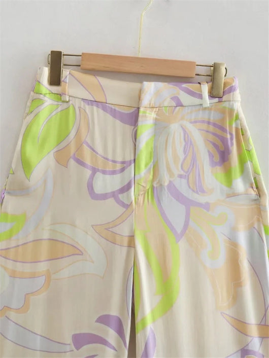 Conjunto Retro Francés para Primavera y Verano: Blusa Estampada y Pantalón Recto - Image 20