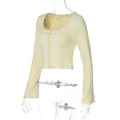 Cardigan Corto Casual de Botones - Blusa Manga Larga Versátil - Image 18