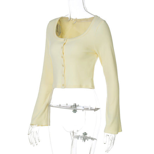 Cardigan Corto Casual de Botones - Blusa Manga Larga Versátil - Image 18