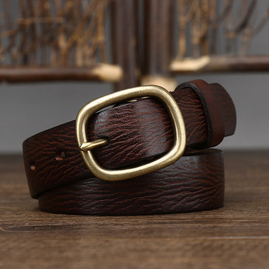Cinturón de Cuero Genuino con Hebilla Vintage de Cobre Artesanal - Image 38