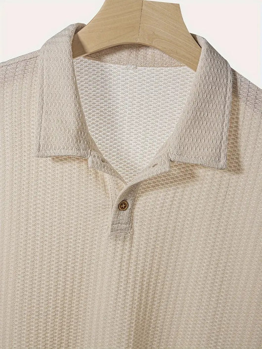 Camisa Casual de Punto Rombo con Solapa - Corte Holgado Manga Corta Hombre - Image 31