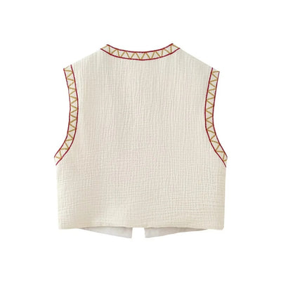 Chaleco Bordado Cuello Redondo Estilo Europeo y Americano - Image 10
