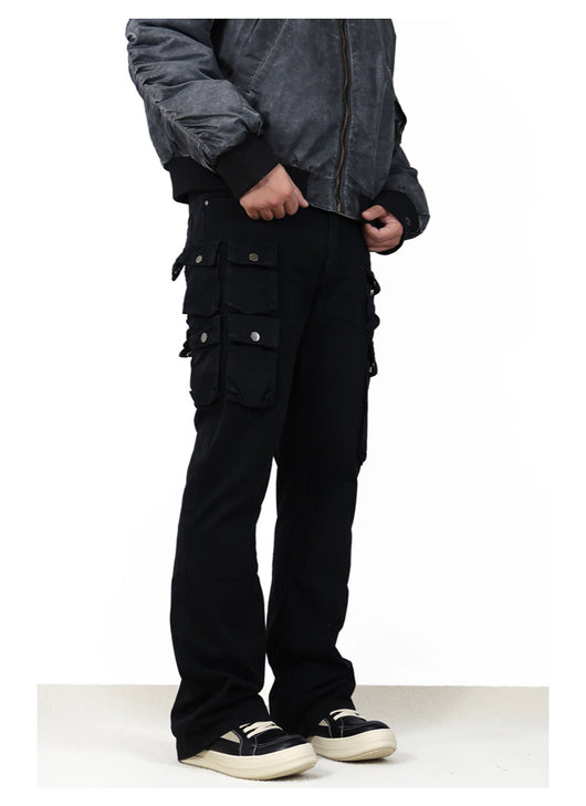Pantalón de Trabajo Versátil con Múltiples Bolsillos y Corte Acampanado - Image 10