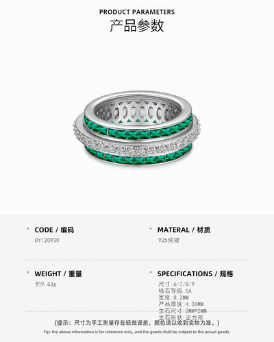 Anillo de Plata Esterlina S925 con Diamantes Incrustados y Rotación Descompresiva para Mujer - Image 10