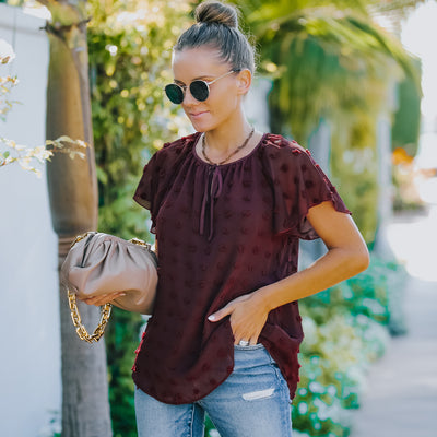 Blusa de Lunares en Gasa Manga Corta para Mujer - Image 10