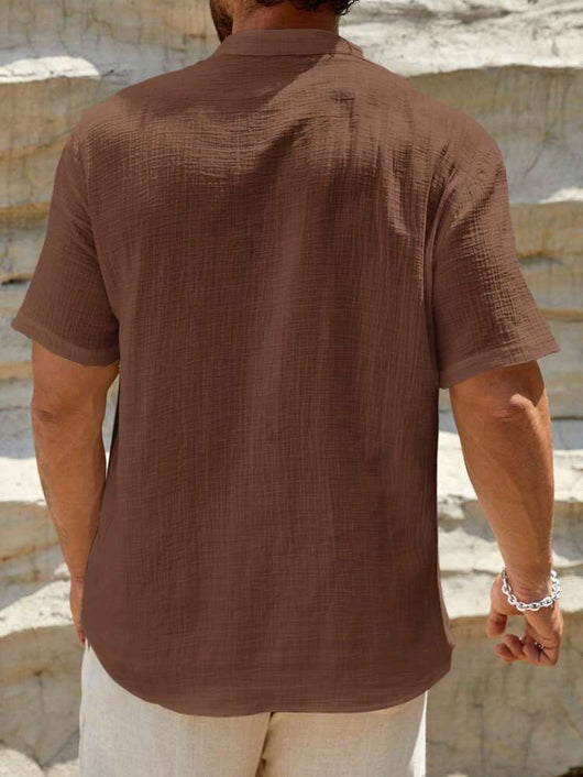Camisa Casual de Manga Corta con Cuello Parado - Transpirable y Versátil - Image 39