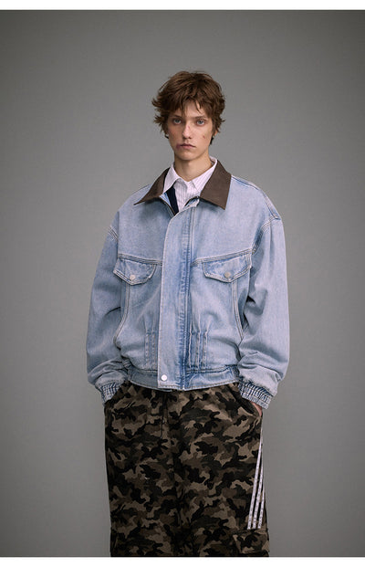 Chaqueta Denim Motociclista Holgada Deslavada para Hombre y Mujer - Image 19