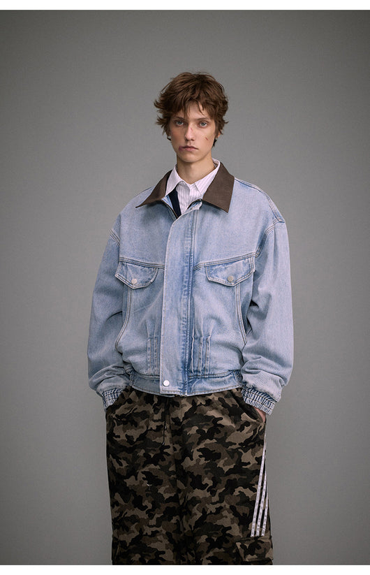 Chaqueta Denim Motociclista Holgada Deslavada para Hombre y Mujer - Image 19