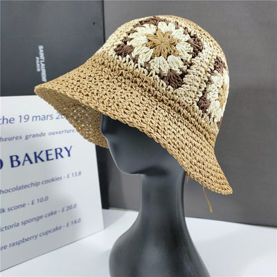 Sombrero Cubo de Paja Floral Elegante Plegable - Image 24