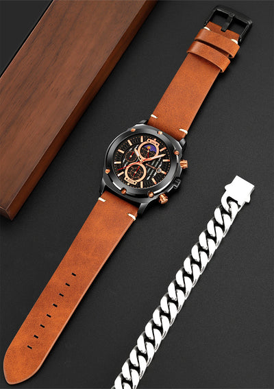 Reloj de Hombre Cuero con Tres Esferas y Seis Agujas - Cuarzo Premium - Image 25