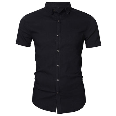 Camisa Denim Casual de Manga Corta sin Planchado para Hombre - Image 29