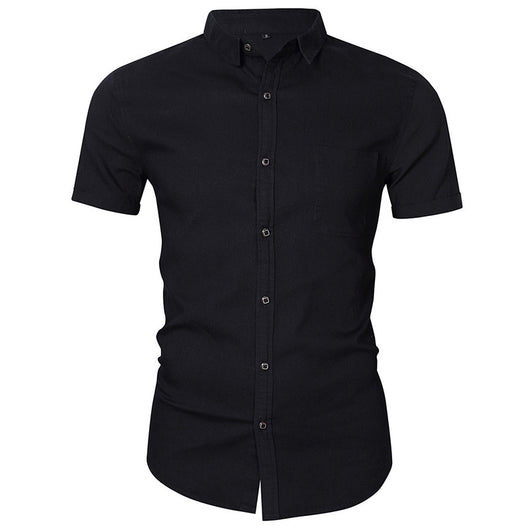 Camisa Denim Casual de Manga Corta sin Planchado para Hombre - Image 29