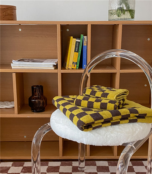 Toallas de Algodón Peinado Tejidas con Diseño Cuadrícula Padre e Hijo - Image 48
