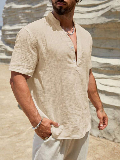 Camisa Casual de Manga Corta con Cuello Parado - Transpirable y Versátil - Image 29