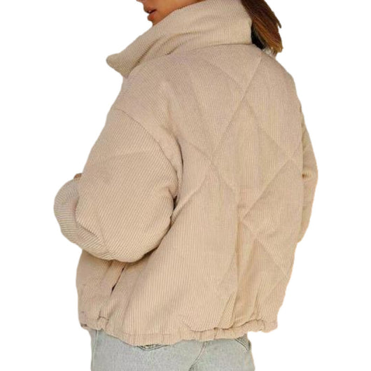 Chaqueta Acolchada de Pana con Cuello Alto y Cierre de Cremallera - Image 12