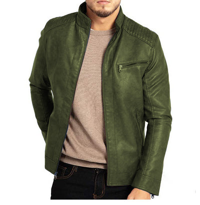Chaqueta de Cuero Punk Motociclista para Hombre con Cuello de Pie - Image 12