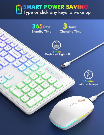 Teclado y Ratón Inalámbricos con Retroiluminación 24g Recargables - Image 23
