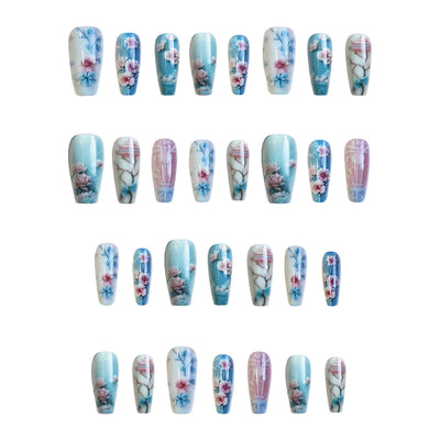 Uñas Postizas Flor Begonia Blanca - Set de 24 Piezas con Esmalte Incluido - Image 14