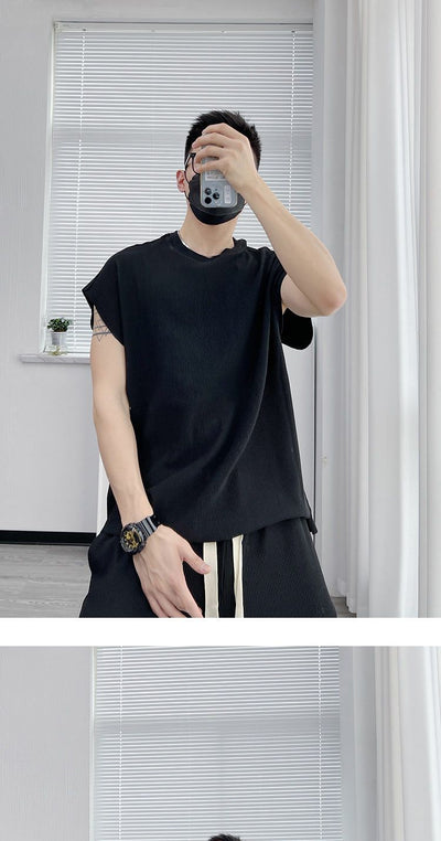 Traje Casual de Seda Helada para Hombre - Pantalón Corto y Playera de Manga Corta - Image 22