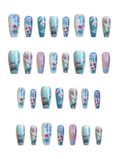 Uñas Postizas Flor Begonia Blanca - Set de 24 Piezas con Esmalte Incluido - Image 8