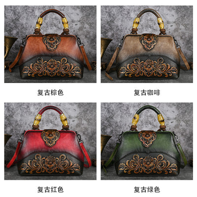 Bolso Crossbody de Cuero con Grabado Retro y Cierre Magnético - Image 17