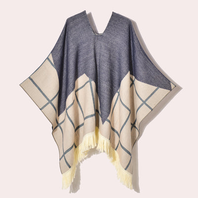 Poncho Denim Estilo Western con Flecos - Abrigo Cálido Unisex para Exteriores - Image 41