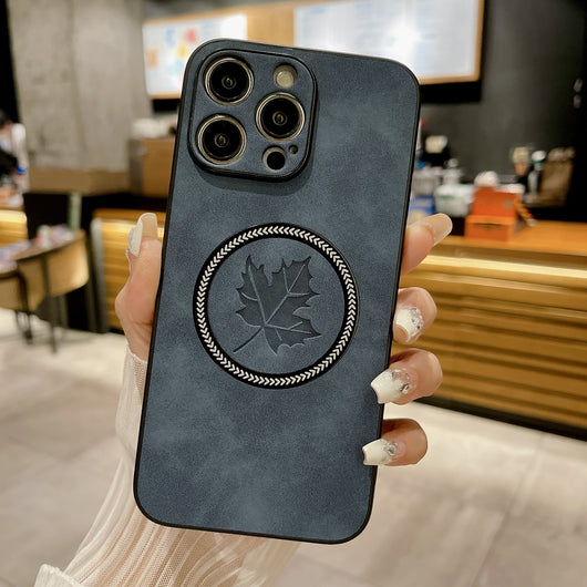 Funda Magnética para Celular en Cuero de Cordero con Diseño de Hoja de Arce - Image 32