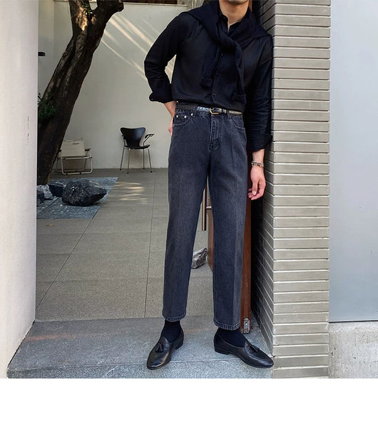 Jeans Slim Fit Estilo Retro Británico para Hombre - Image 51