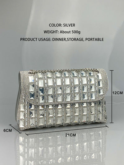 Clutch de Cristal Brillante con Cadena de Strass - Image 14
