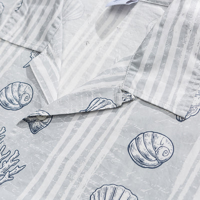 Camisa Suelta Estilo Japonés con Estampado Shell y Solapa - Image 16