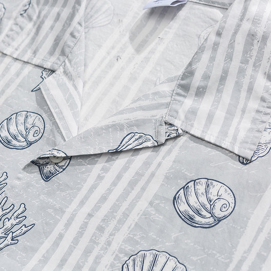 Camisa Suelta Estilo Japonés con Estampado Shell y Solapa - Image 16