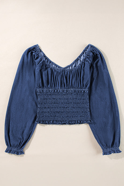 Blusa Denim con Escote en V y Mangas Largas para Mujer - Image 29