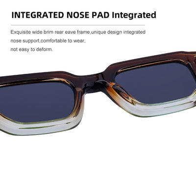Men's square frame sunglasses with a two-tone brown and black frame, dark green lenses, and tortoise shell temples. - Image 23