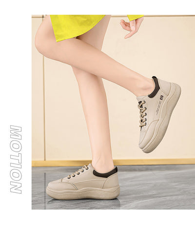 Tenis Blancos de Cuero Estilo Coreano Multiuso para Mujer - Image 13