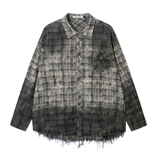 Camisa Plaid Degradado con Bordes Deshilachados - Image 28