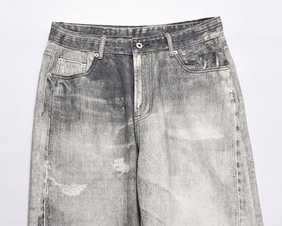 Jeans Ajustados Daddy con Desgarre y Efecto Gato Gris Claro - Image 12