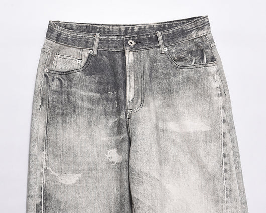 Jeans Ajustados Daddy con Desgarre y Efecto Gato Gris Claro - Image 12