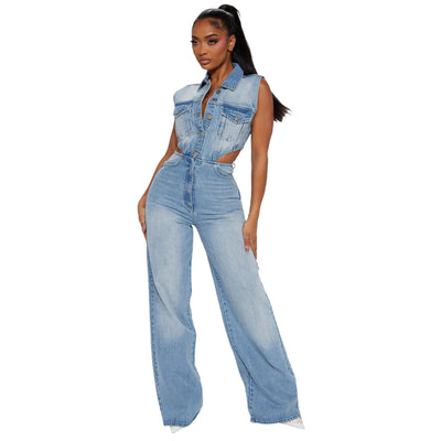 Jumpsuit Denim Elástico Slim Fit Cintura Alta Mujer - Image 27